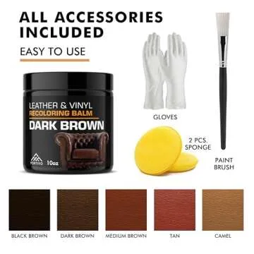 FORTIVO Leather Recoloring Balm, Color Restorer for Couches and Car Seats, Leather Scratch Remover and Dye, 10 oz