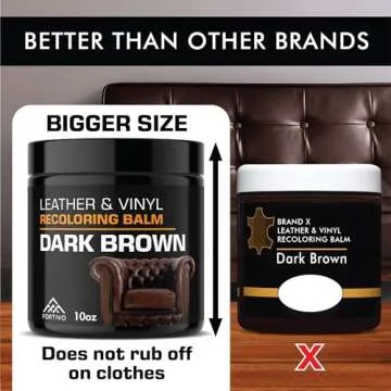 FORTIVO Leather Recoloring Balm, Color Restorer for Couches and Car Seats, Leather Scratch Remover and Dye, 10 oz