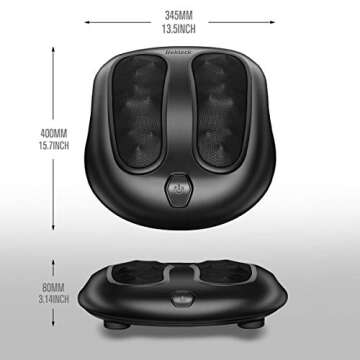 Nekteck Foot Massager with Soothing Heat, Shiatsu Heated Deep Kneading Foot Massager Machine for Plantar Fasciitis, Built-in Infrared Heat Function and Power Cord - Black (Renewed)