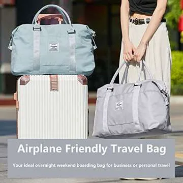 Weekender Gym Duffel Bags for Women Grey Cute Travel Tote Bag with Toiletry Bag Carry On Bag Overnight Bag with Wet Pocket Hospital Bag for Labor and Delivery