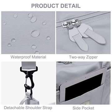 Weekender Gym Duffel Bags for Women Grey Cute Travel Tote Bag with Toiletry Bag Carry On Bag Overnight Bag with Wet Pocket Hospital Bag for Labor and Delivery