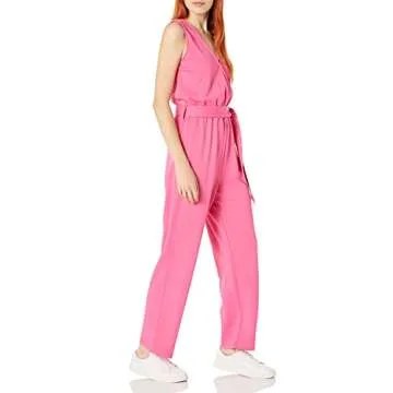 The Drop Women's @caralynmirand Sleeveless Wrap Jumpsuit, Rose Pink, XS