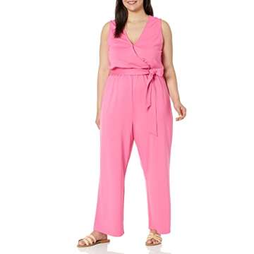 The Drop Women's @caralynmirand Sleeveless Wrap Jumpsuit, Rose Pink, XS