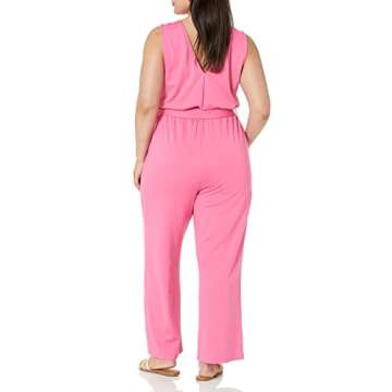 The Drop Women's @caralynmirand Sleeveless Wrap Jumpsuit, Rose Pink, XS