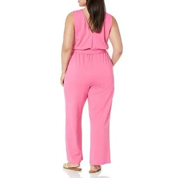 The Drop Women's @caralynmirand Sleeveless Wrap Jumpsuit, Rose Pink, XS