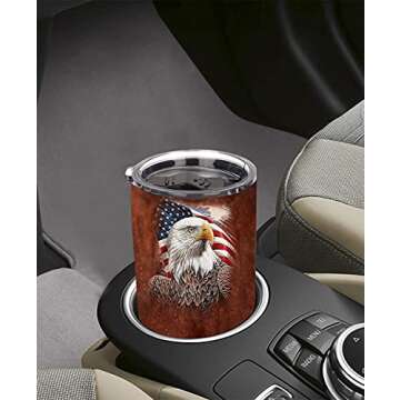 Qdkva 20 oz Bald Eagle Tumbler: Insulated Travel Mug