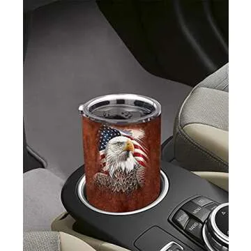 Qdkva 20 oz Bald Eagle Tumbler: Insulated Travel Mug