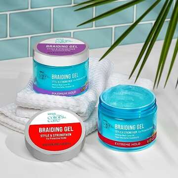 KISS COLORS & CARE Braid Gel Maximum Hold, 6 oz -Nourishing, Adds Shine, Moisture Boosting, Lasting Hold, For All Hair Types, Style and Stregthen, For Protective Styles