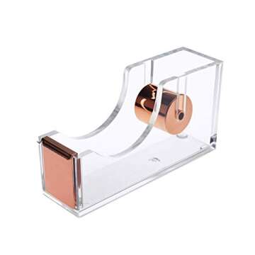 Modernlife Rose Gold Acrylic Stapler Bundle, Stapler and Staple Remover, Tape Dispenser, with 1000 Pcs Rose Gold Staples, 10 Pcs Binder Clips