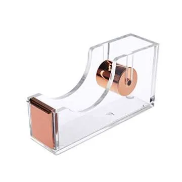 Modernlife Rose Gold Acrylic Stapler Bundle, Stapler and Staple Remover, Tape Dispenser, with 1000 Pcs Rose Gold Staples, 10 Pcs Binder Clips