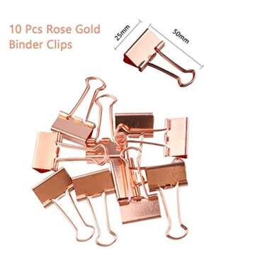 Modernlife Rose Gold Acrylic Stapler Bundle, Stapler and Staple Remover, Tape Dispenser, with 1000 Pcs Rose Gold Staples, 10 Pcs Binder Clips