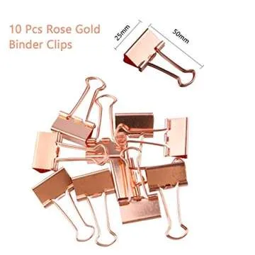 Modernlife Rose Gold Acrylic Stapler Bundle, Stapler and Staple Remover, Tape Dispenser, with 1000 Pcs Rose Gold Staples, 10 Pcs Binder Clips