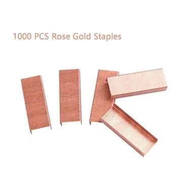 Modernlife Rose Gold Acrylic Stapler Bundle, Stapler and Staple Remover, Tape Dispenser, with 1000 Pcs Rose Gold Staples, 10 Pcs Binder Clips