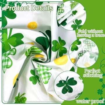 JIOAXI St. Patrick's Day Round Tablecloth 60 inch Watercolor Shamrock Washable Table Cover Holiday St Patrick's Day Decorations for Home, Dinner, Party