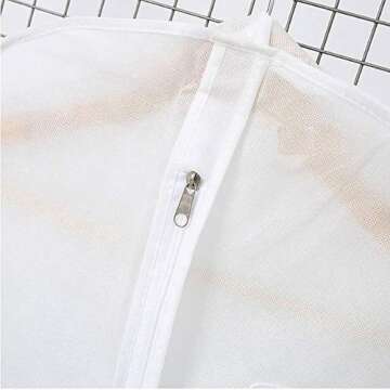 NUOMI Breathable Garment Bags Bridal Gown Wedding Dresses Storage Bag Long Dress Dust Over Large Cover Zipped Clear Bag for Home Travel, Foldable into a Carrrying Bag, White