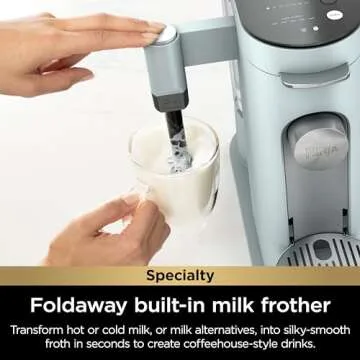 Ninja Pods & Grounds Specialty Single-Serve Coffee Maker, K-Cup Pod Compatible, Built-In Milk Frother, 6-oz. Cup to 24-oz. Travel Mug Sizes, Iced Coffee Maker, Glacier Blue, PB051GB