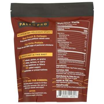 PaleoPro Protein Powder Grass-Fed, Pastured, Cage-Free Protein | Gluten Free, Dairy Free. No Sugar, ...