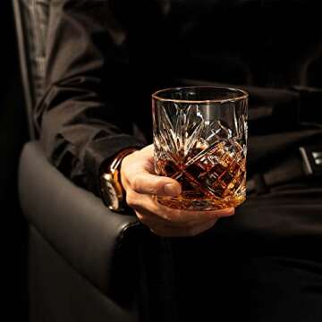 Denkee Old Fashioned Whiskey Glasses, Whiskey Glass Set of 4, 11 Oz (300ml) Bourbon Rock Glasses Set for Liquor Vodka Cocktail Scotch Christmas Thanksgiving Gifts for Men Dad