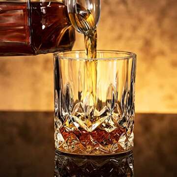 Denkee Old Fashioned Whiskey Glasses, Whiskey Glass Set of 4, 11 Oz (300ml) Bourbon Rock Glasses Set for Liquor Vodka Cocktail Scotch Christmas Thanksgiving Gifts for Men Dad