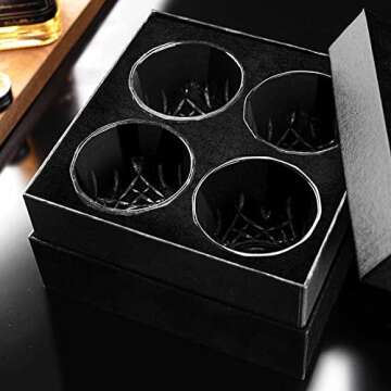 Denkee Old Fashioned Whiskey Glasses, Whiskey Glass Set of 4, 11 Oz (300ml) Bourbon Rock Glasses Set for Liquor Vodka Cocktail Scotch Christmas Thanksgiving Gifts for Men Dad