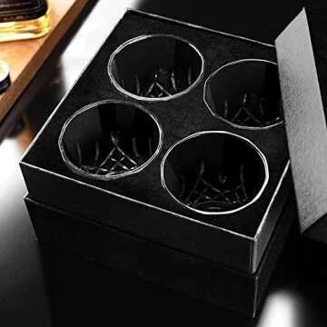 Denkee Old Fashioned Whiskey Glasses Set of 4 - Luxurious Gift