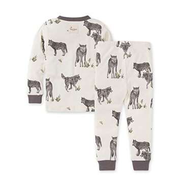 Burt's Bees Baby Baby Boys' PJ Set, Tee and Pant 2-Piece Pajamas, 100% Organic Cotton, Howling Pack, 4T