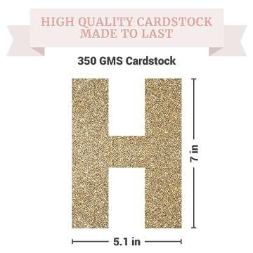 Pre-strung Happy Birthday Banner - Gold Glitter Decor