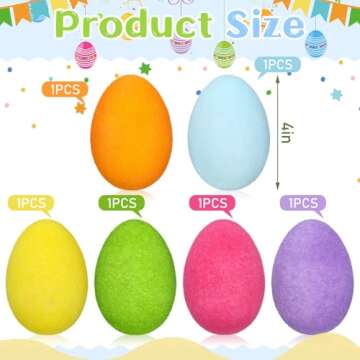 6 Pcs Large Easter Eggs Decoration 4'' Foam Easter Flocked Eggs for Table Centerpieces Home Office, ...