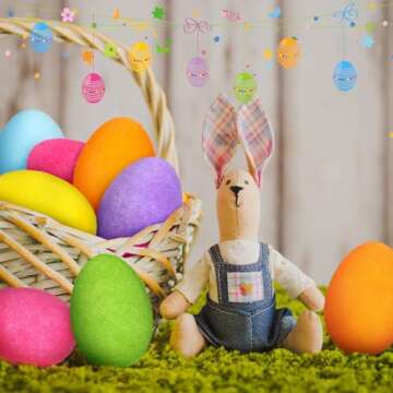 6 Pcs Large Easter Eggs Decoration 4'' Foam Easter Flocked Eggs for Table Centerpieces Home Office, Party Supplies Gifts for Friends