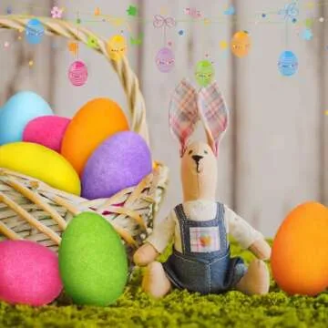 6 Pcs Large Easter Eggs Decoration 4'' Foam Easter Flocked Eggs for Table Centerpieces Home Office, Party Supplies Gifts for Friends