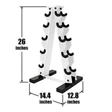 WF Athletic Supply 5-25Lb Rubber Coated Hex Dumbbell Set with A Frame Storage Rack Non-Slip Hex Shape for Muscle Toning, Strength Building & Weight Loss - Multiple Choices Available