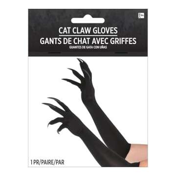 Black Cat Woman Long Gloves With Claws - One Size (1 Pair) - Fun & Functional Accessory, Ideal for Cosplay & Themed Parties