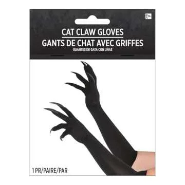 Black Cat Woman Long Gloves With Claws - One Size (1 Pair) - Fun & Functional Accessory, Ideal for Cosplay & Themed Parties