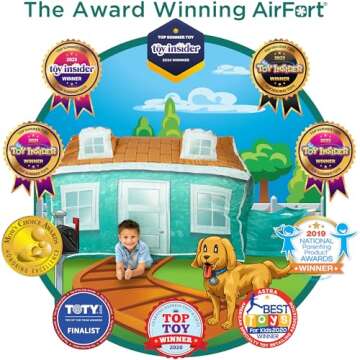 The Original Patented AirFort - Build A Fort in 30 Seconds, Inflatable Fort for Kids, Play Tent for 3-12 Years, A Playhouse Where Imagination Runs Wild, Fan not Included (Cabin)