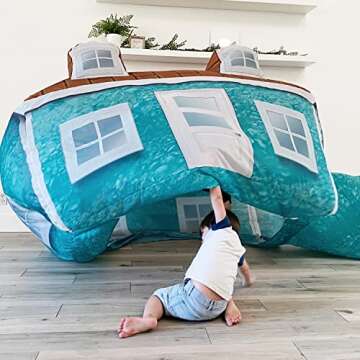 The Original Patented AirFort - Build A Fort in 30 Seconds, Inflatable Fort for Kids, Play Tent for 3-12 Years, A Playhouse Where Imagination Runs Wild, Fan not Included (Cabin)