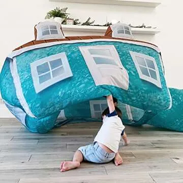 The Original Patented AirFort - Build A Fort in 30 Seconds, Inflatable Fort for Kids, Play Tent for 3-12 Years, A Playhouse Where Imagination Runs Wild, Fan not Included (Cabin)