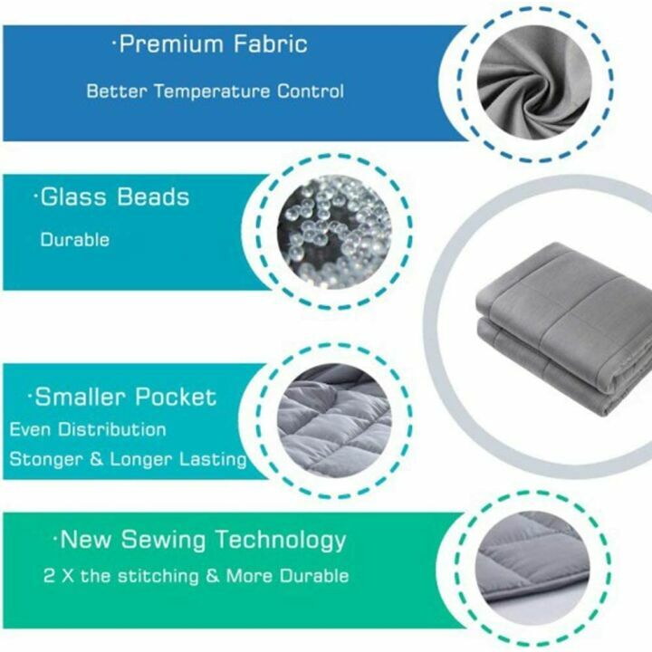 Waowoo 15lbs Weighted Blanket - Queen Size, Dark Grey