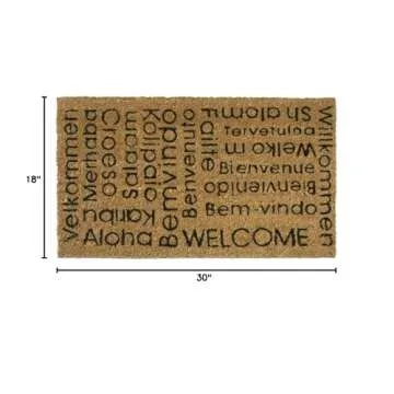 Rubber Cal Multilingual Welcome Doormat - 18x30 Inches