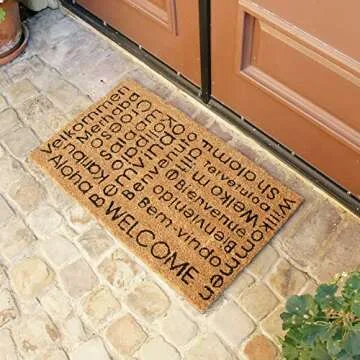 Rubber Cal Multilingual Welcome Doormat - 18x30 Inches