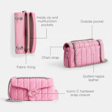 Coach Quilted Tabby Shoulder Bag 26 with Chain, Vivid Pink