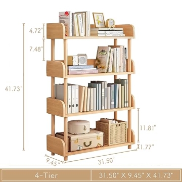 OSCHF 4-Tier Wooden Open Bookcase Modern Stylish Design