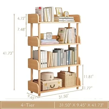 OSCHF 4-Tier Wooden Open Bookcase Modern Stylish Design