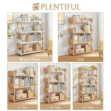 OSCHF 4-Tier Wooden Open Bookcase Modern Stylish Design
