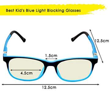Optix 55 Kids Blue Light Blocking Glasses - Anti Eyestrain - Computer Video Gaming Eyeglasses for Boys & Girls - Bendable & Unbreakable Flexible Blue Square Frame Eye Glasses (Blue)