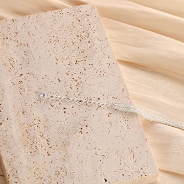 Freekiss Ankle Bracelets for Women, 925 Sterling Silver Ankle Bracelets for Women Layered Waterproof Sparkle Glitter Chain Anklets Cute Dainty Adjustable Stacked Anklet Set Foot Jewelry Gifts