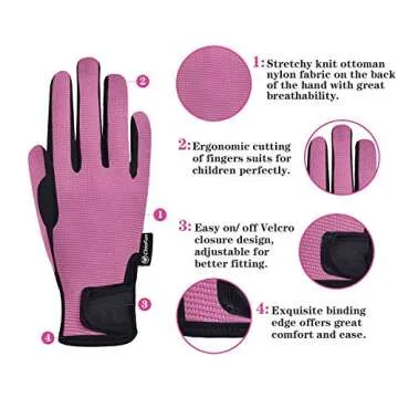 ChinFun Kids Horse Riding Gloves - Durable Grip Equestrian Gear for Young Riders