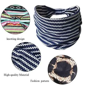 GORTIN Boho Headbands Leopard Hair Bands Knoted Turban Stretch Twist Head Wraps Stripe Cloth for Women and Girls 3 Pcs (Boho)