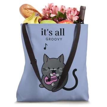 It's All Groovy | Black Kawaii Cat Cozy Mystery Tote Bag