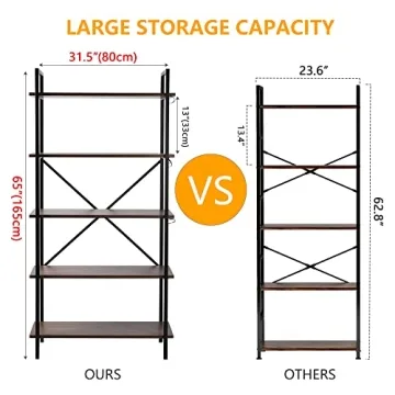 Vlsrka 5 Tier Bookshelf with LED Lights for Modern Homes