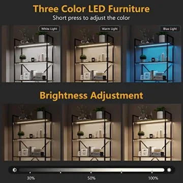 Vlsrka 5 Tier Bookshelf with LED Lights for Modern Homes